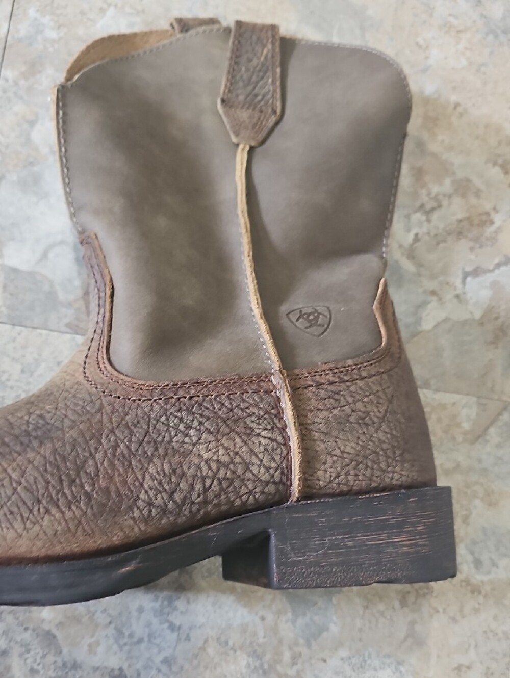Ariat Brown Leather Mens Two-Tone Pull-On Western Boots - Picture 4 of 16